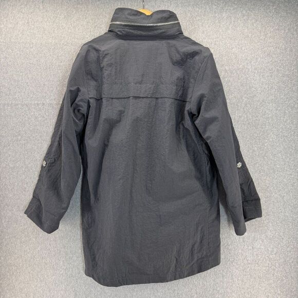 Unbranded Gray Rain Jacket Windbreaker Coat Lagenlook Full Zip Roll Hood Anorak - Picture 11 of 16